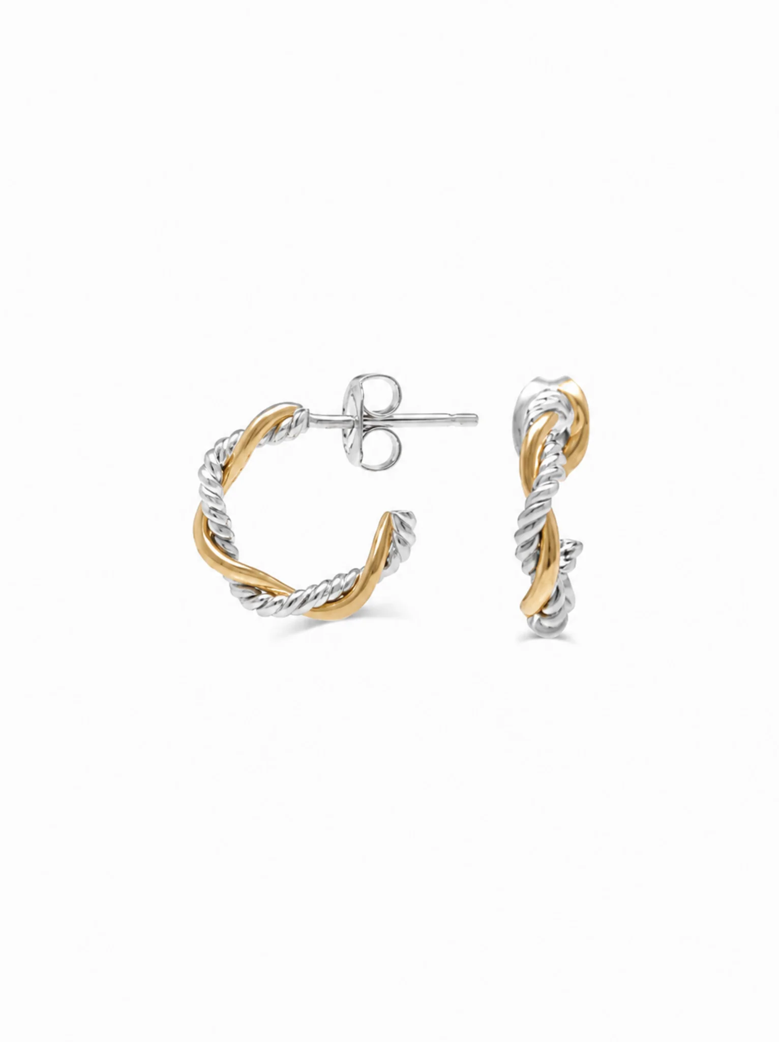 Faye Two-Tone Braided Mini Hoops - Image 3