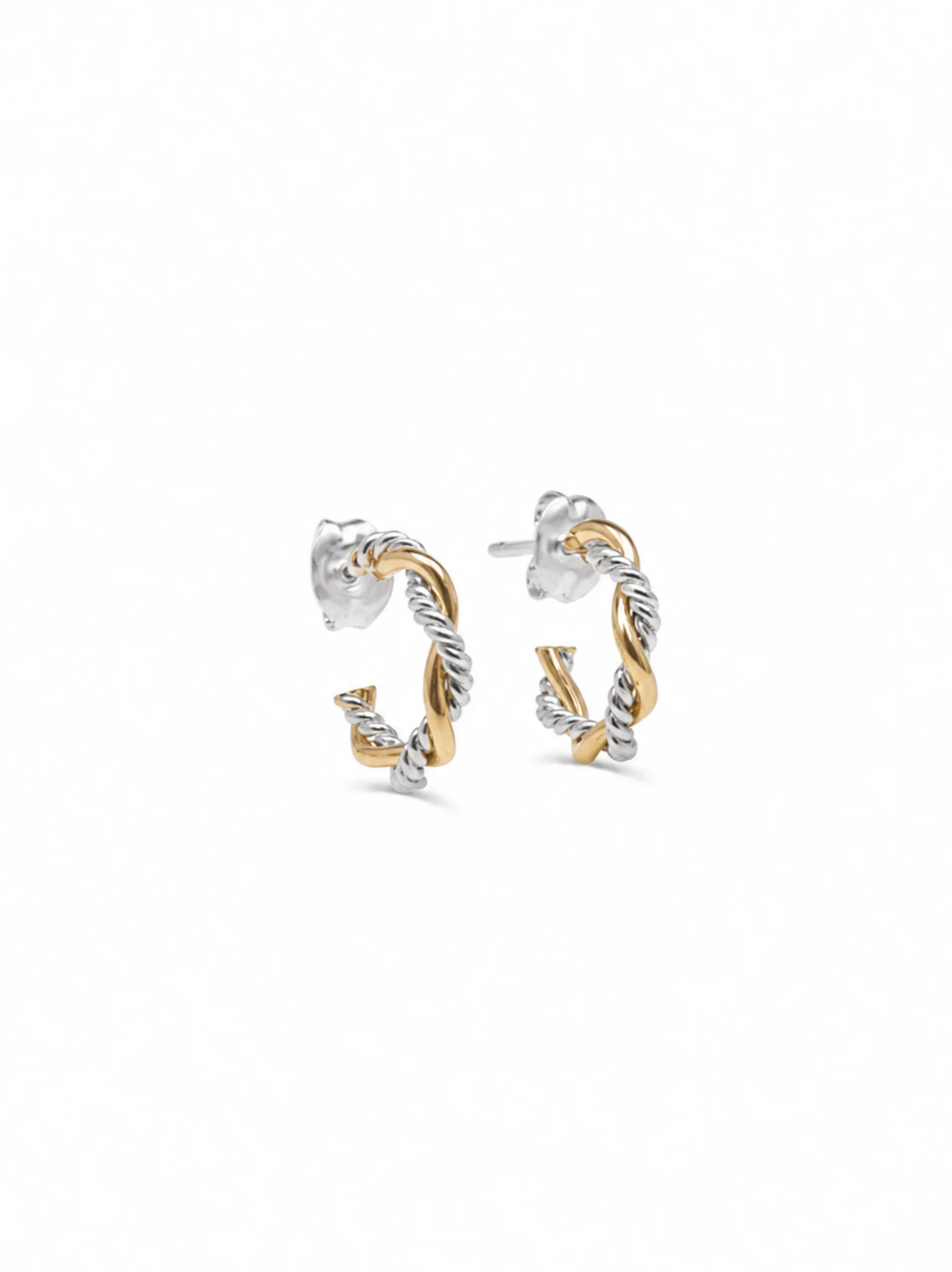 Faye Two-Tone Braided Mini Hoops - Image 4